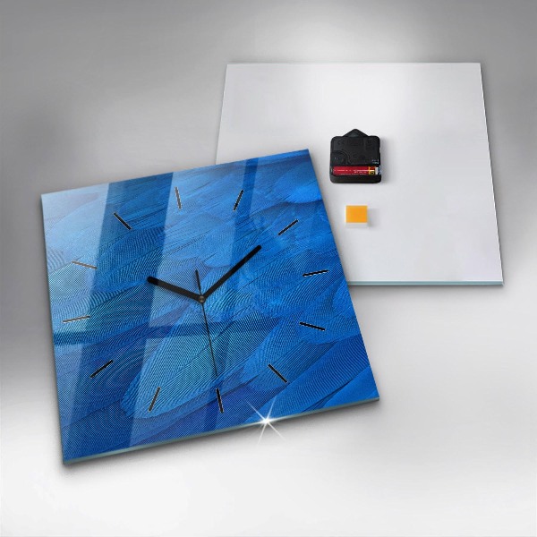 Square wall clock Bird feather