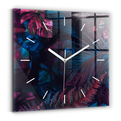 Square wall clock Exotic flowers