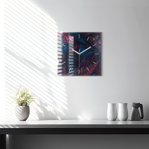 Square wall clock Exotic flowers