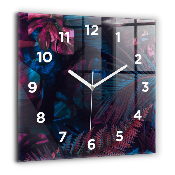Square wall clock Exotic flowers