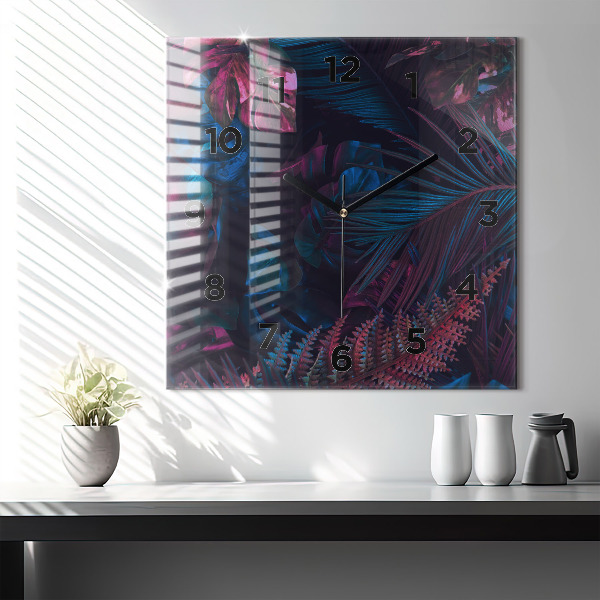 Square wall clock Exotic flowers