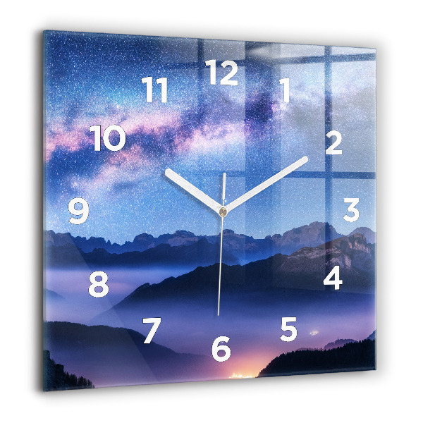 Square wall clock Milky Way and Mountains