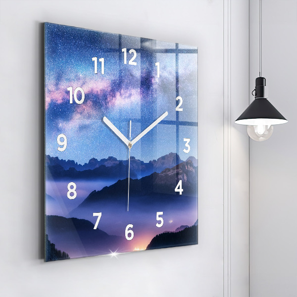 Square wall clock Milky Way and Mountains