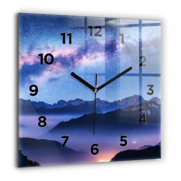 Square wall clock Milky Way and Mountains