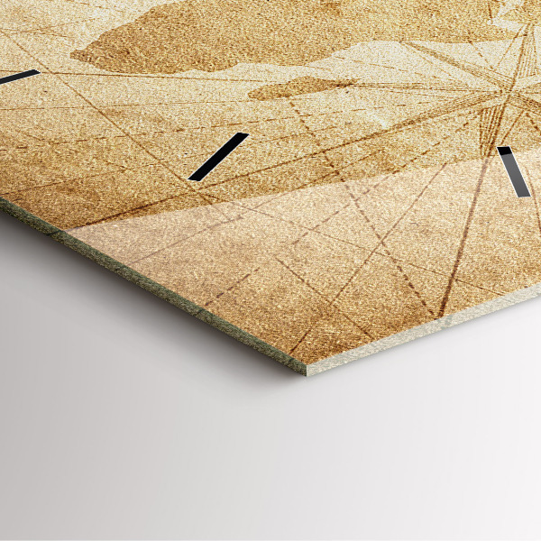 Square wall clock Vintage world map