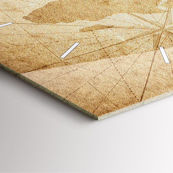 Square wall clock Vintage world map