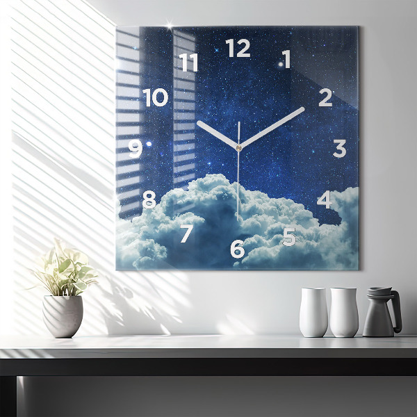 Square wall clock Night sky