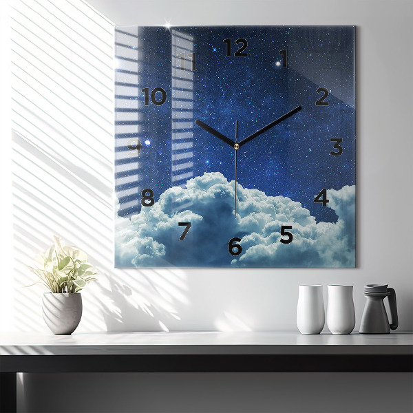 Square wall clock Night sky