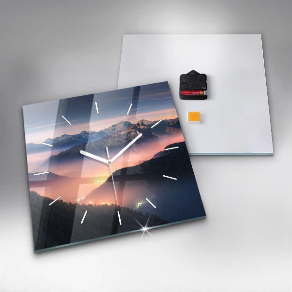 Square wall clock Mountain peak landscape