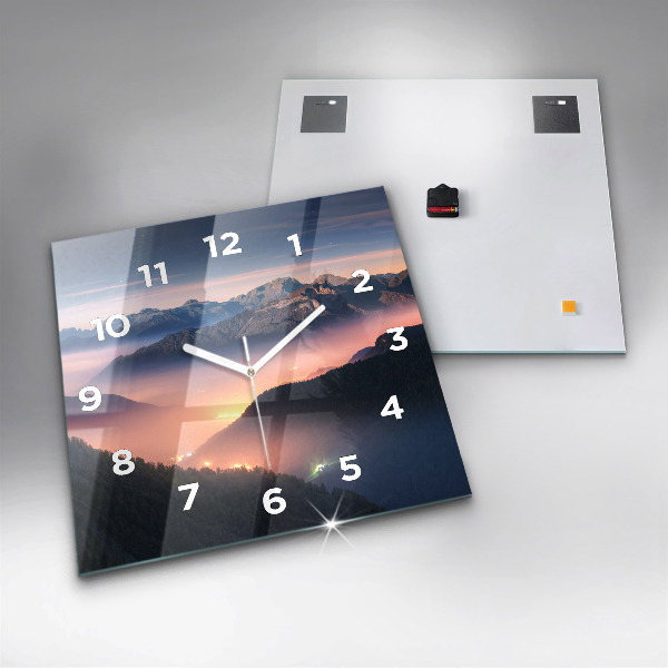Square wall clock Mountain peak landscape