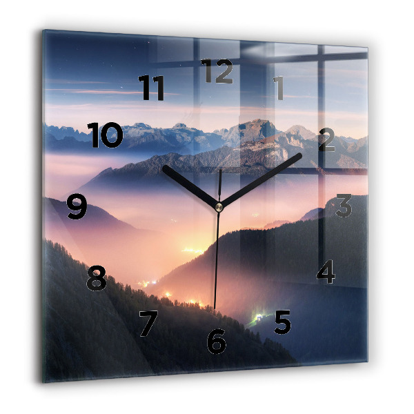 Square wall clock Mountain peak landscape
