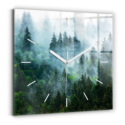 Square wall clock Misty forest