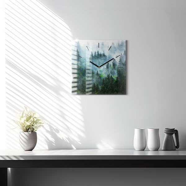 Square wall clock Misty forest