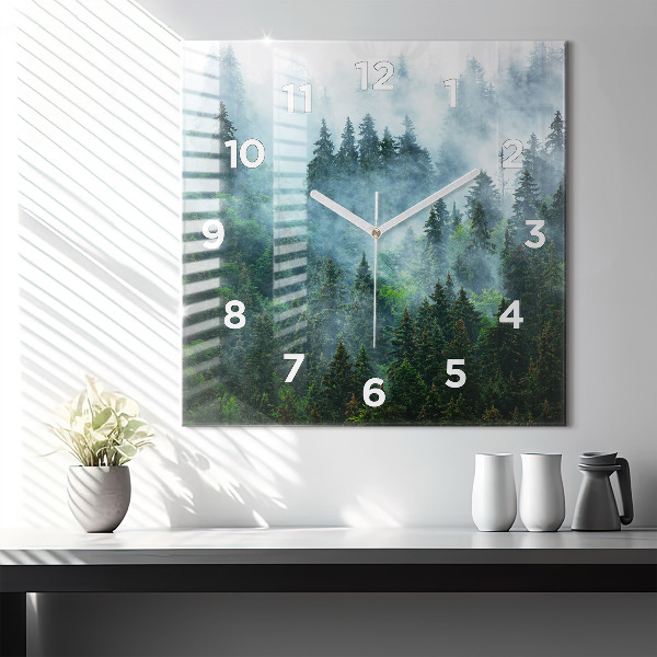 Square wall clock Misty forest