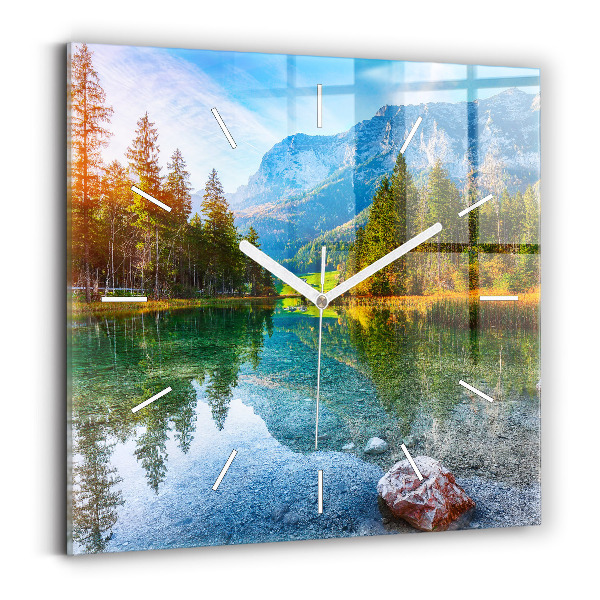 Square wall clock River Mountains Landscape