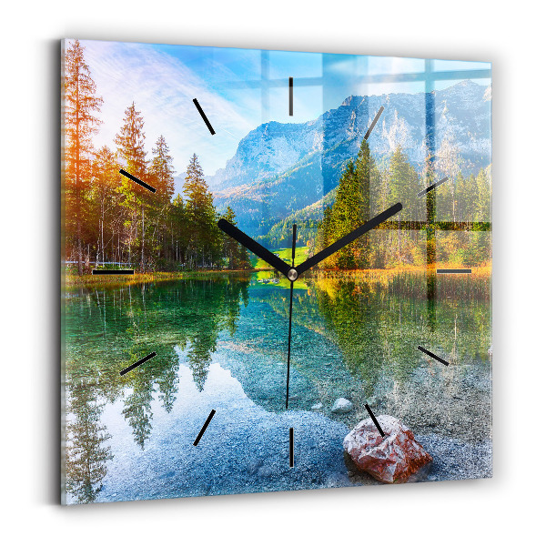 Square wall clock River Mountains Landscape