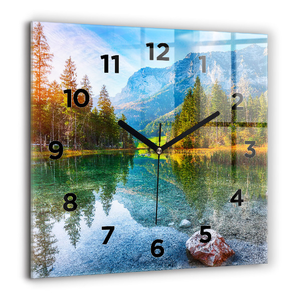 Square wall clock River Mountains Landscape