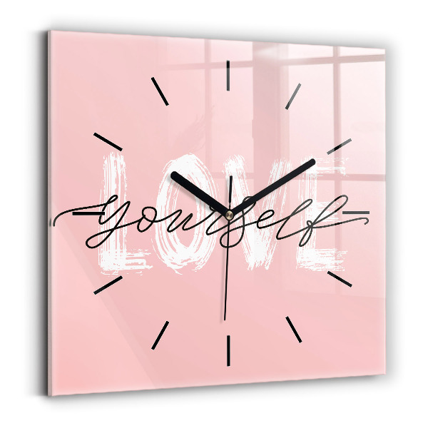 Square wall clock The inscription Love yourself