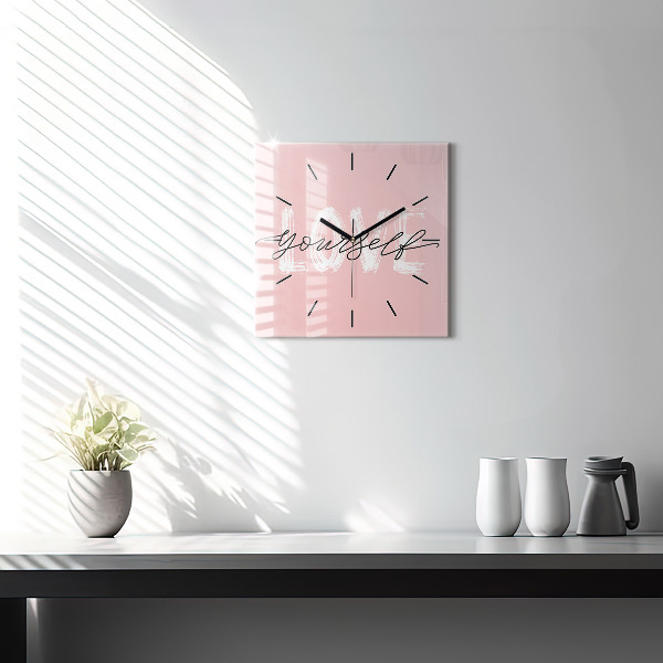 Square wall clock The inscription Love yourself
