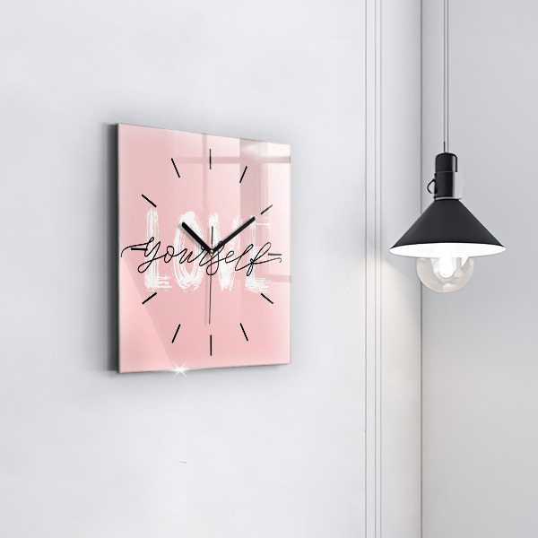 Square wall clock The inscription Love yourself