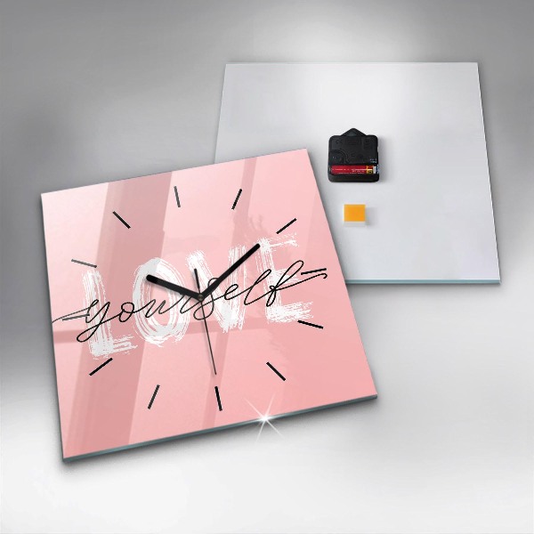 Square wall clock The inscription Love yourself