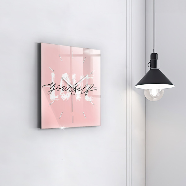 Square wall clock The inscription Love yourself