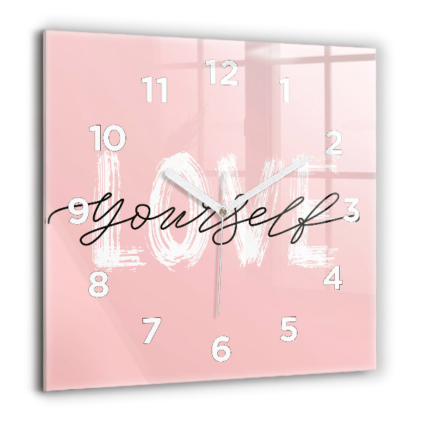 Square wall clock The inscription Love yourself