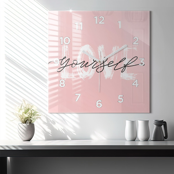 Square wall clock The inscription Love yourself