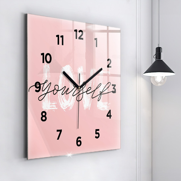 Square wall clock The inscription Love yourself