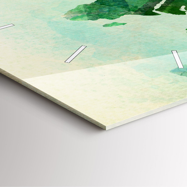 Square wall clock Watercolor world map