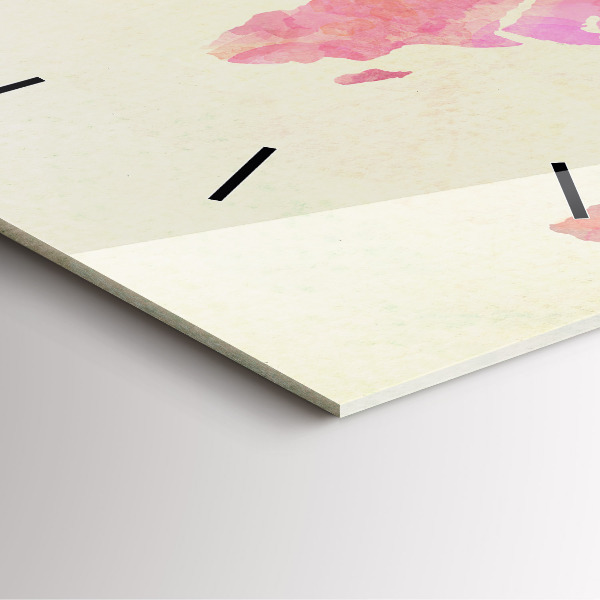 Square wall clock Watercolor world map