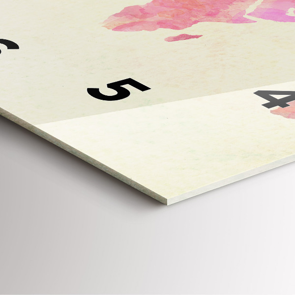 Square wall clock Watercolor world map