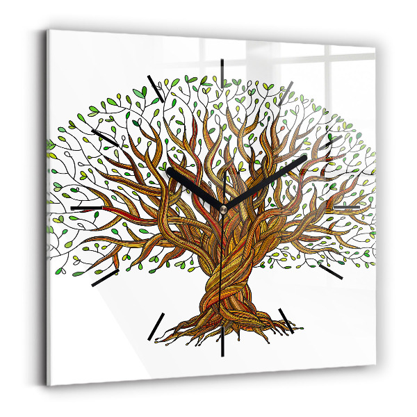 Square wall clock Tree and roots
