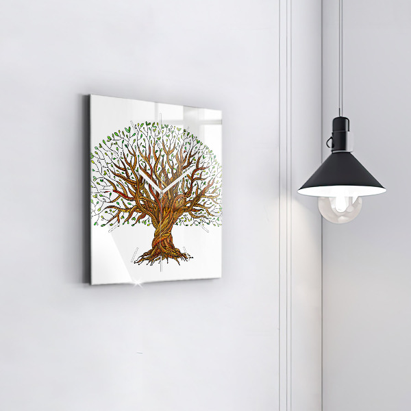 Square wall clock Tree and roots