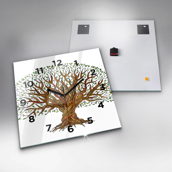 Square wall clock Tree and roots