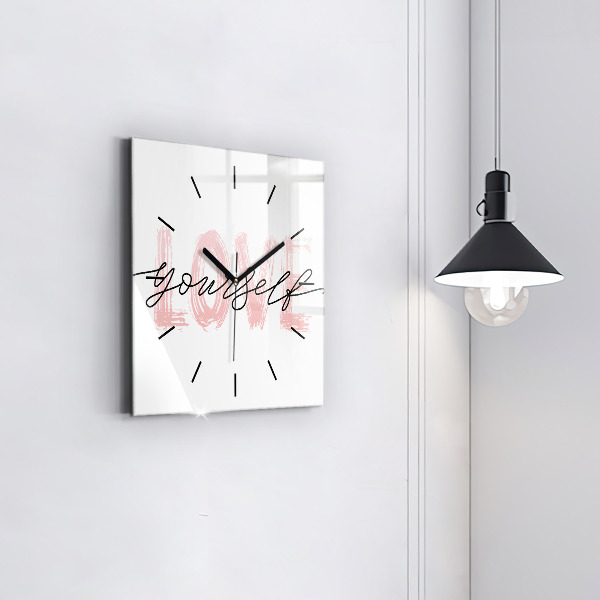 Square wall clock The inscription Love yourself