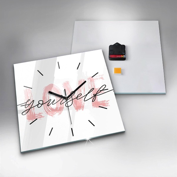 Square wall clock The inscription Love yourself