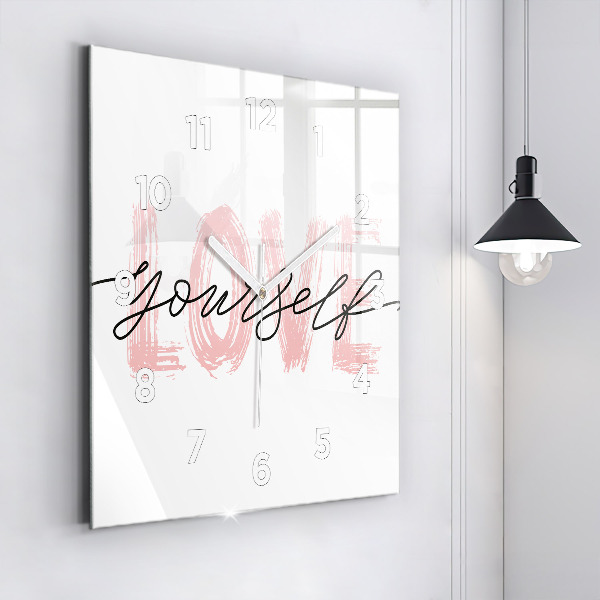 Square wall clock The inscription Love yourself