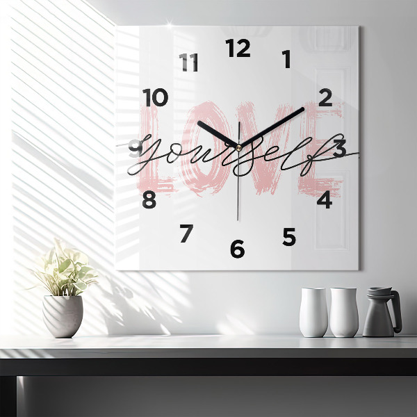 Square wall clock The inscription Love yourself