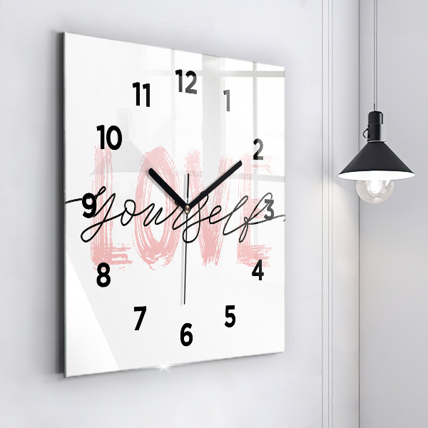Square wall clock The inscription Love yourself