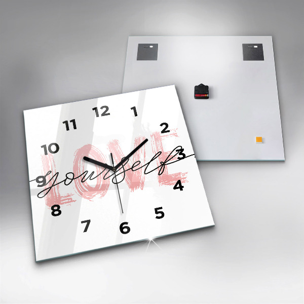 Square wall clock The inscription Love yourself