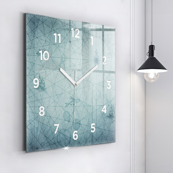 Square wall clock Vintage map