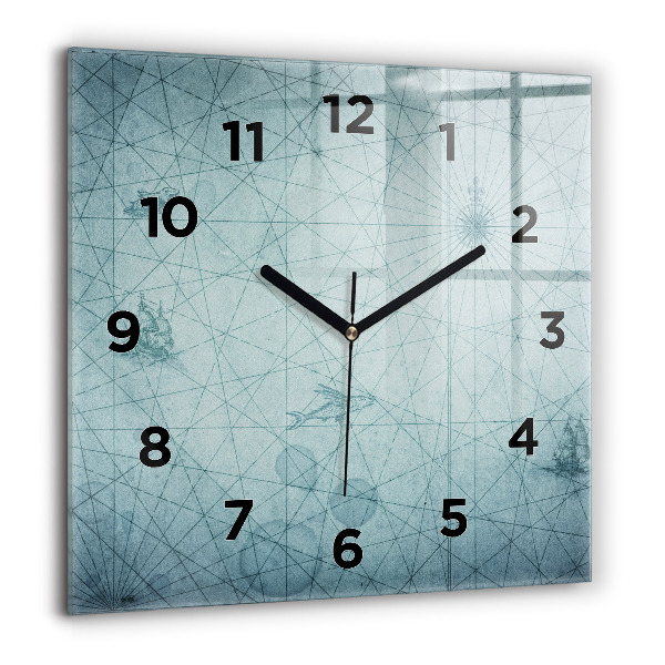 Square wall clock Vintage map