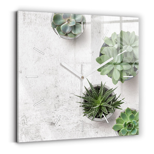 Square wall clock Ornamental plants