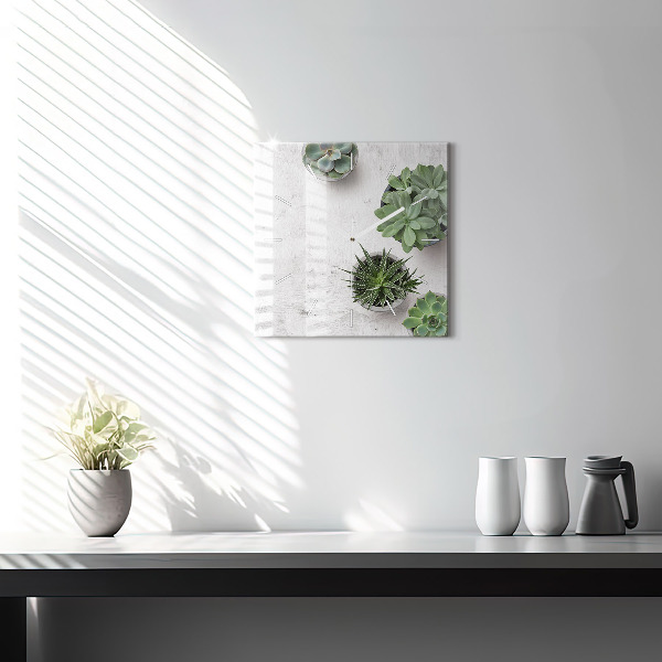 Square wall clock Ornamental plants