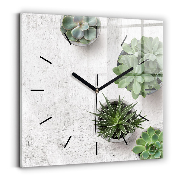 Square wall clock Ornamental plants