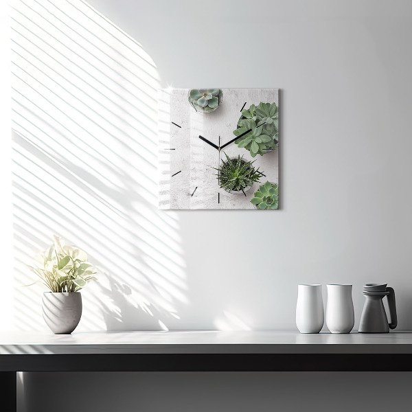Square wall clock Ornamental plants