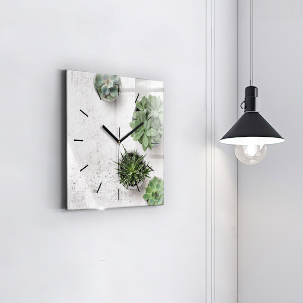 Square wall clock Ornamental plants
