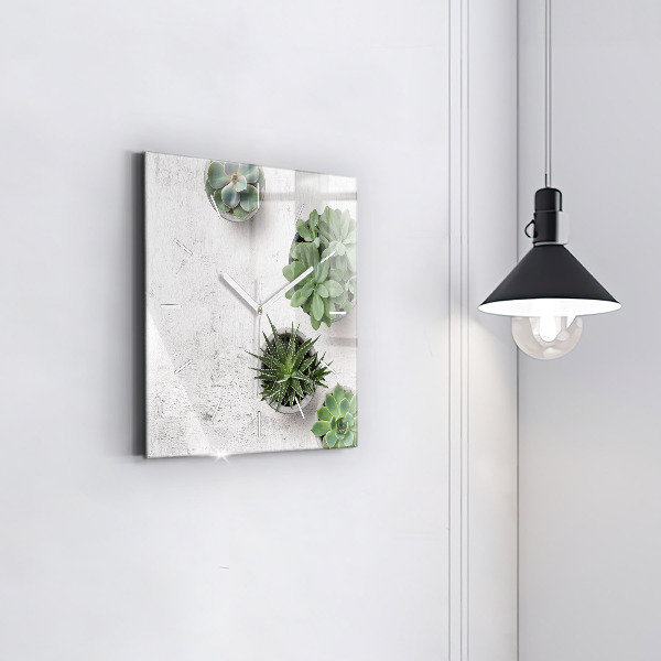 Square wall clock Ornamental plants