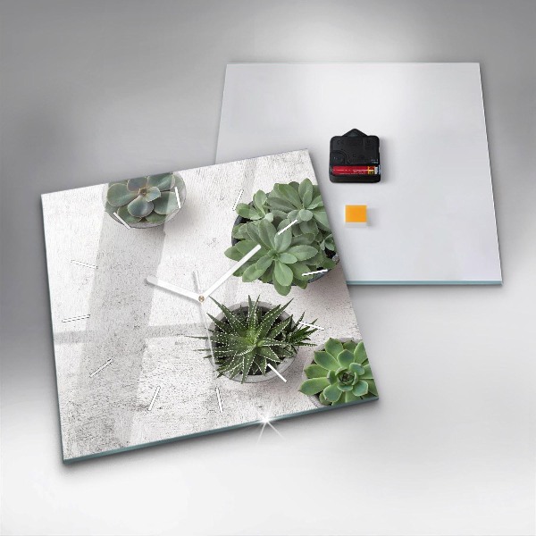 Square wall clock Ornamental plants